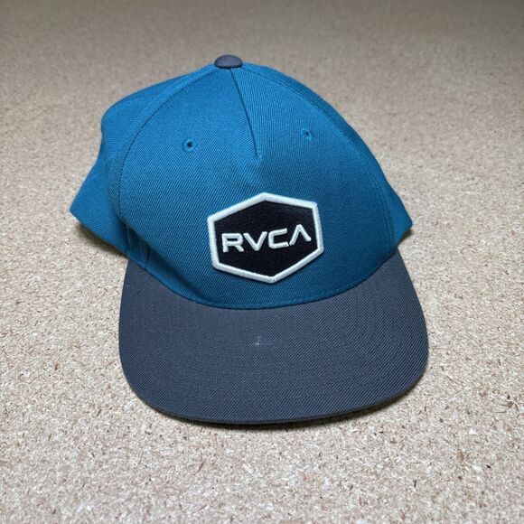 RVCA Hat Baseball Cap Adjustable SNAPBACK Flat Bill Blue Gray Embroidered - Picture 1 of 4